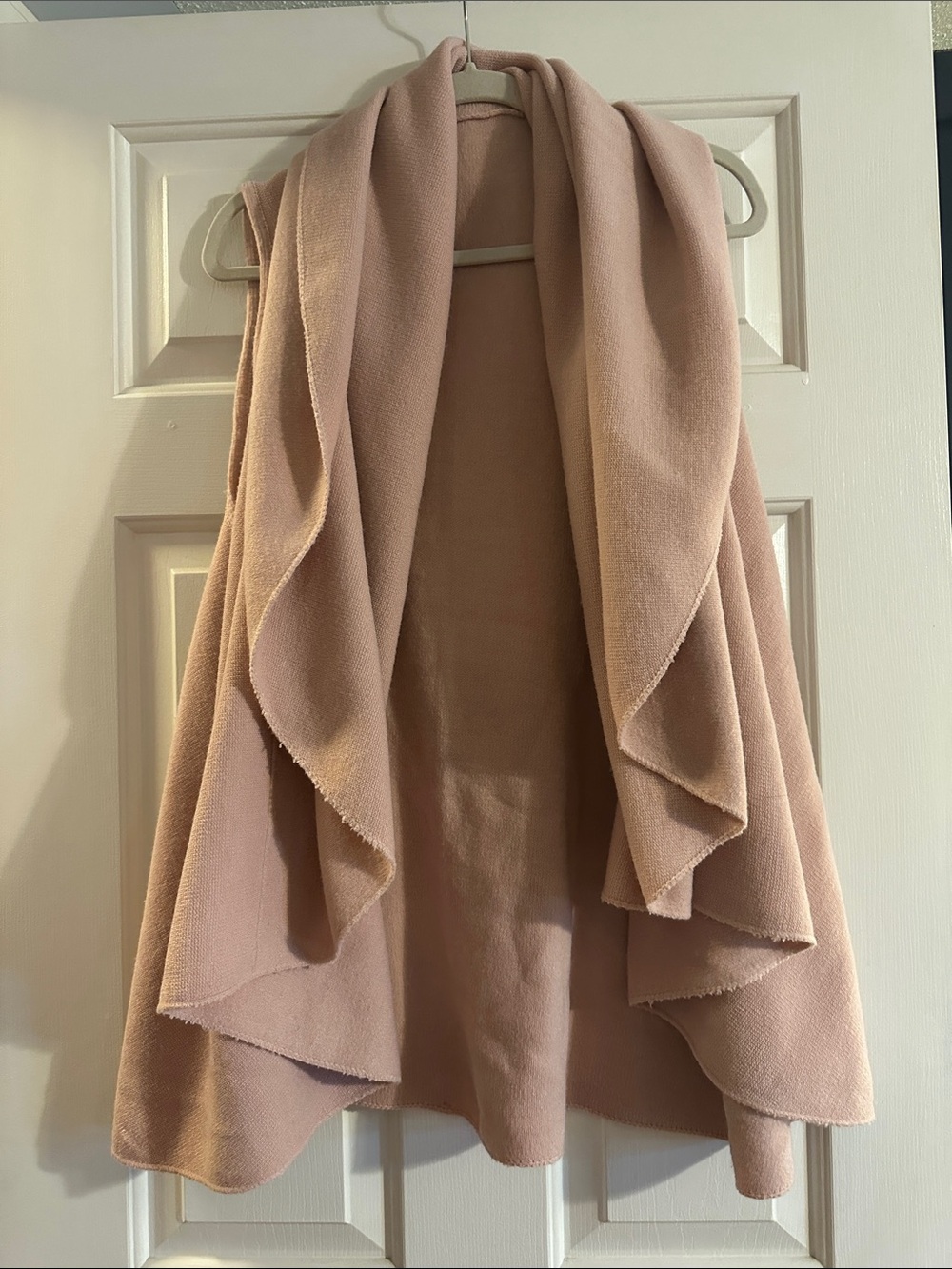 Draped Open-Front Poncho Shrug in Soft Blush